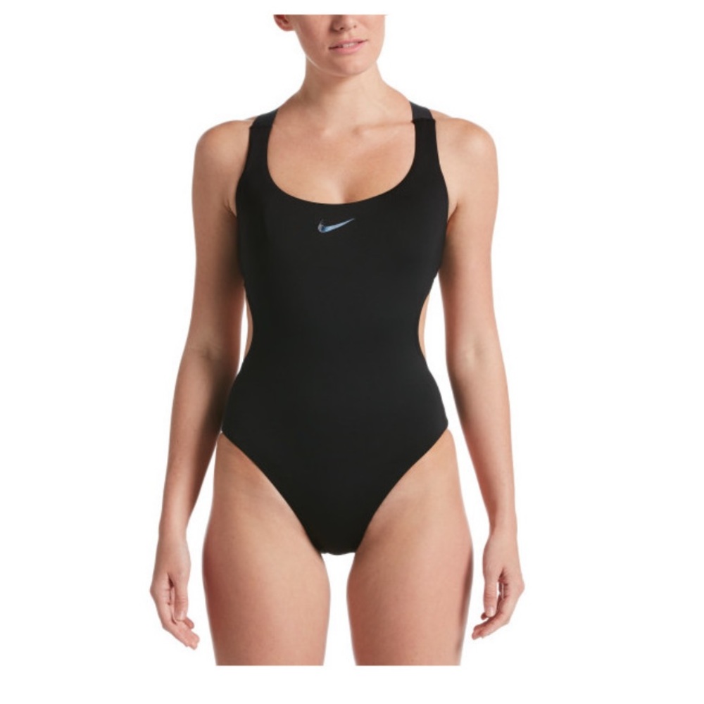 Nike Onyx Flash Bonded Cutout One Piece Swimsuit size M